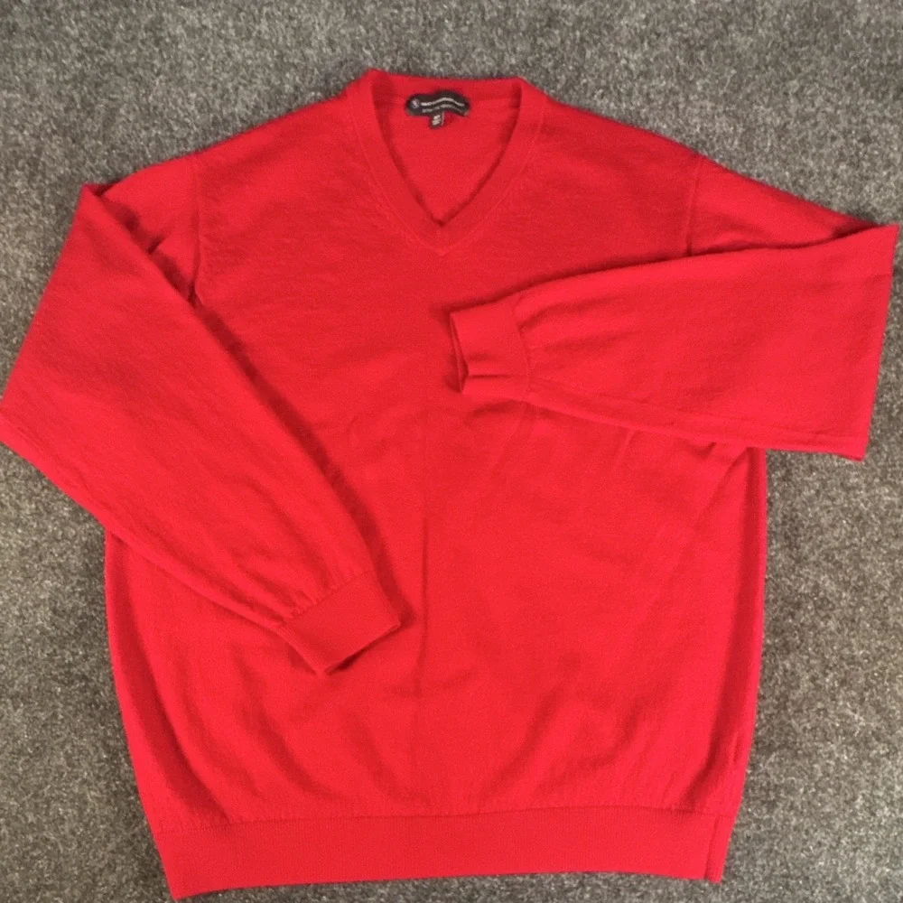 Hart Schaffner Marx Men's Merino Wool Knit V-Neck Pullover Sweater Red 2XLT